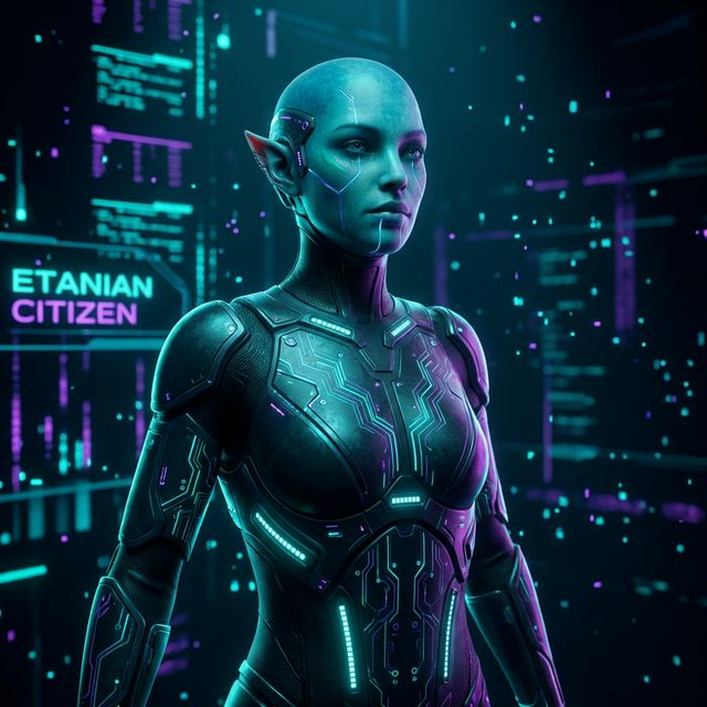 Etaniana - Habitante de Etania de piel azul-verdosa y orejas puntiagudas